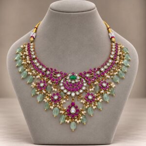 Mint and Rose Bib Necklace