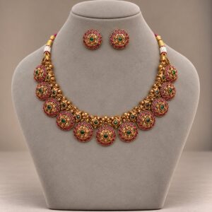 Gold Medallion Choker with Studs