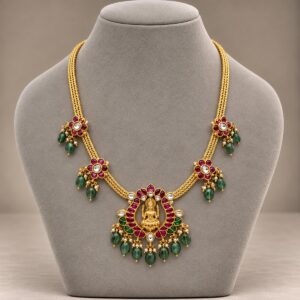 Green Drop Necklace with Deity Medallion