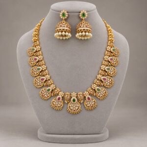 Pearl Jhumka Mango Necklace Set