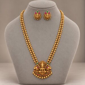 Gold Bead Chain with Temple Pendant