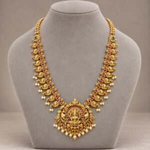 Long Temple Necklace with Pearl Fringe