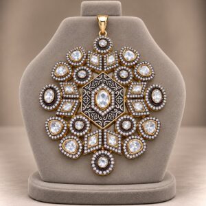 Enamel Hexagon Polki Style Pendant