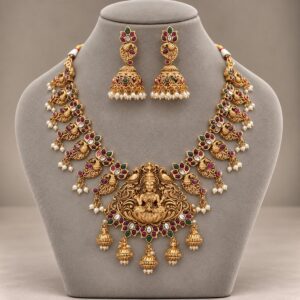 Peacock and Temple Necklace Set